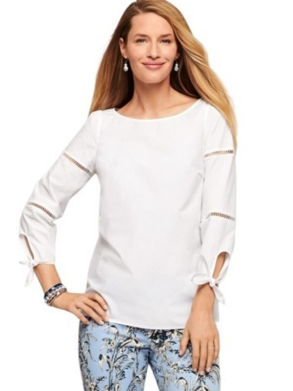 Talbots white poplin blouse top Womens Medium